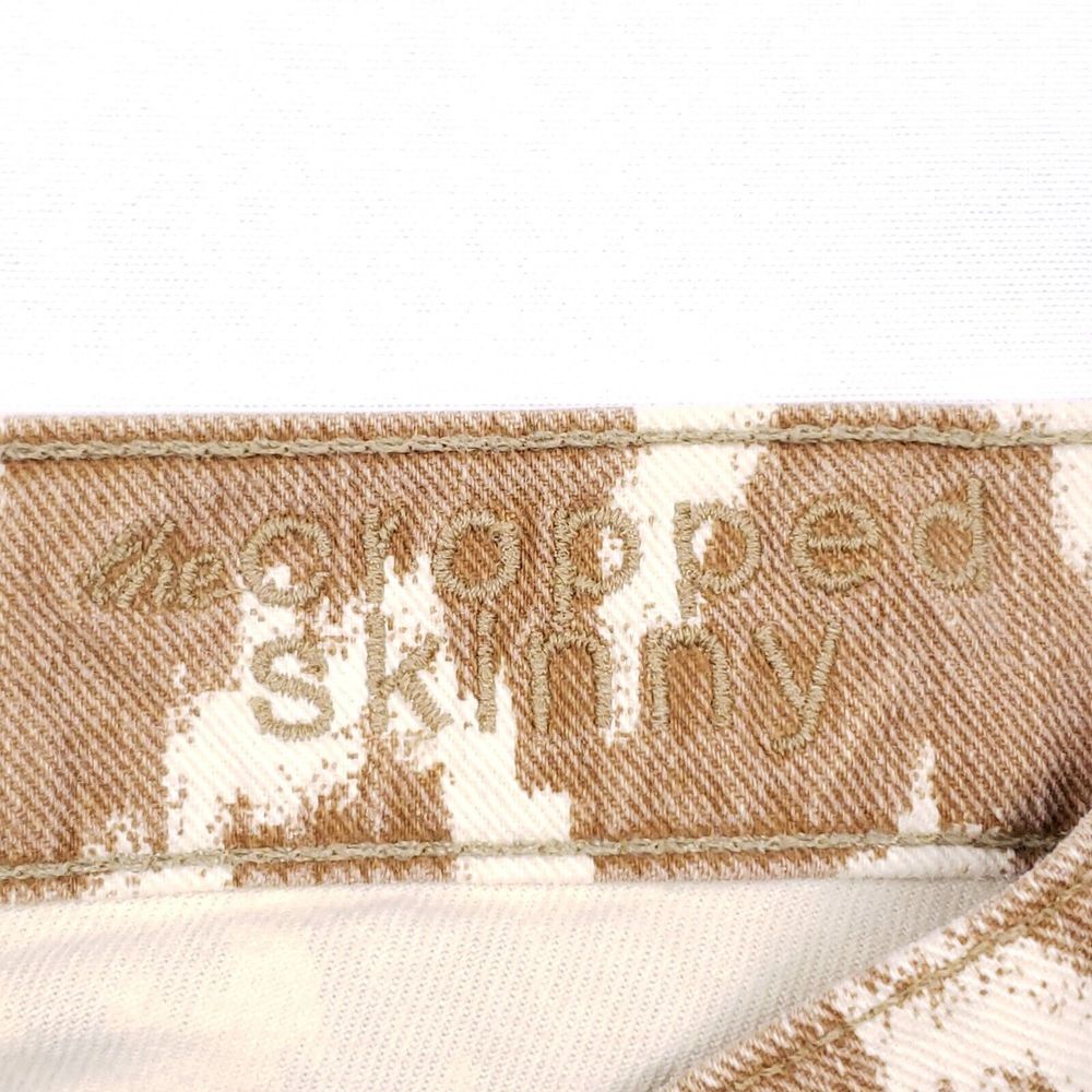 7 For All‎ Mankind Cropped Skinny Jeans Beige White Ikat Print 27 Stretch Denim - Picture 6 of 9